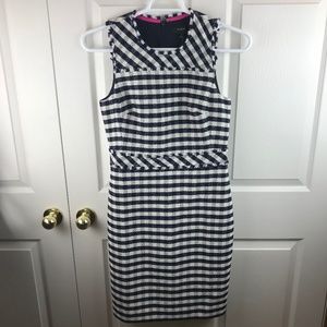 J.Crew Towel Sheath Dress Gingham Blue White SZ 6
